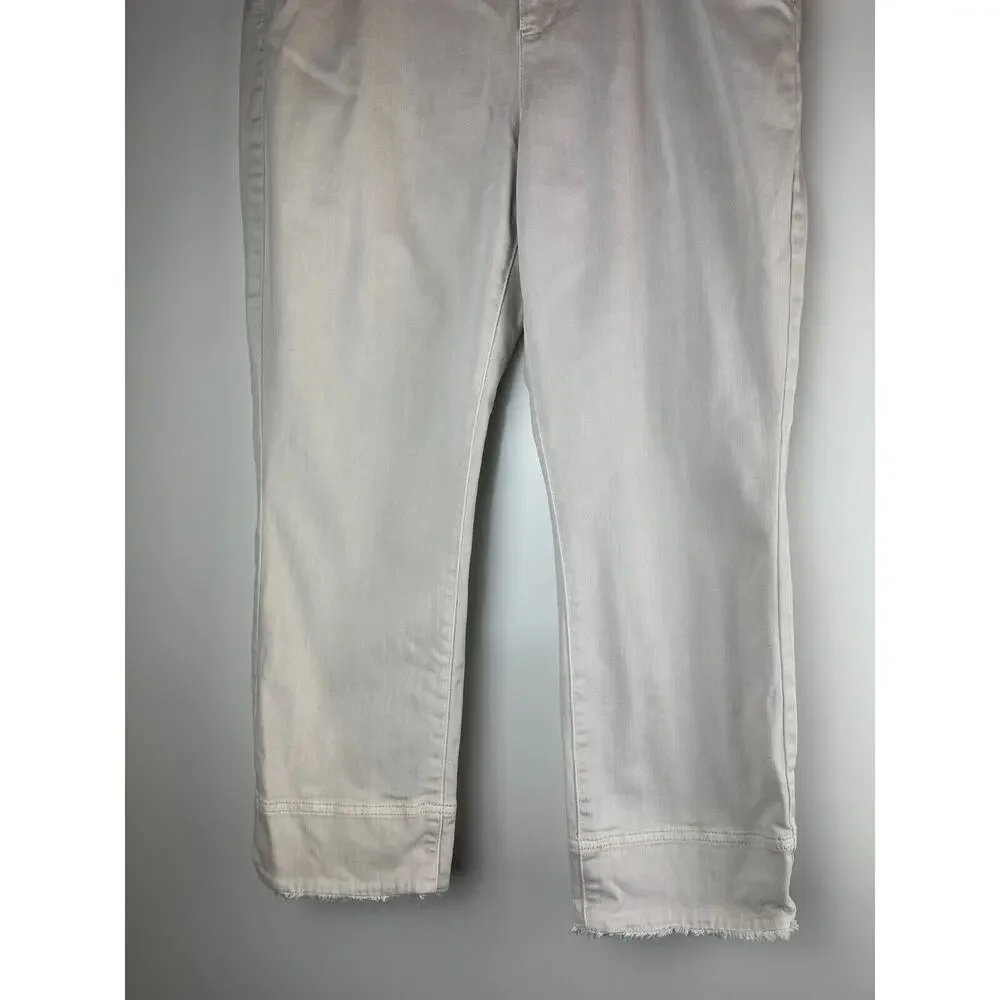 J. Jill Authentic Fit Cropped Jeans Fringe Raw Hem Pebble Cream Plus Size 16 - Picture 6 of 7